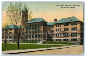 1910 High School Ninth And Minnesota Avenue Kansas City Kansas KS Postcard