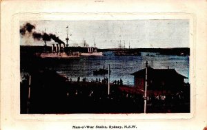 MAN O' WAR STAIRS SYDNEY NSW AUSTRALIA MILITARY SHIP POSTCARD (c. 1908)