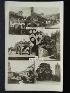 Somerset CHEDDAR Heraldic Coat of Arms 6 Image Multiview c1940s RP Postcard