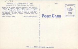 Colonial Confederate Inn 1950s Gulfport Mississippi Roadside Kropp 12448