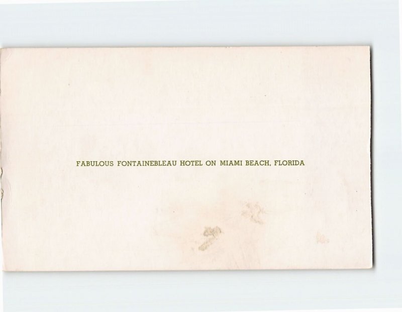 Postcard Fabulous Fontainebleau Hotel On Miami Beach, Florida