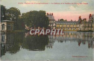 Old Postcard Palace of Fontainebleau Chateau and the Pavilion of the Carp Pond