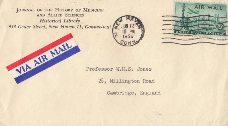 History Of Medicine & Allied Sciences Connecticut Old Official Envelope Cover