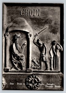 Pisa Duomo Bronze Door Detail ERODI Real Photo Postcard Bonanno Pisano Italy