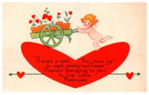 Valentine  Cupid Pushcart Little Red Heart