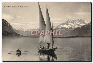 Old Postcard Boat Lake Leman boat