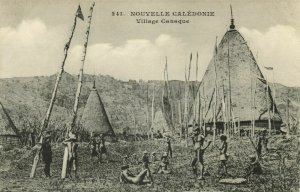 new caledonia, Native Kanak Village (1910s) Postcard 