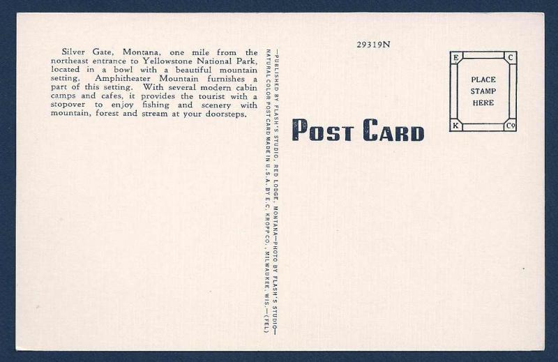 Silver Gate Montana Yellowstone Park unused c1930's