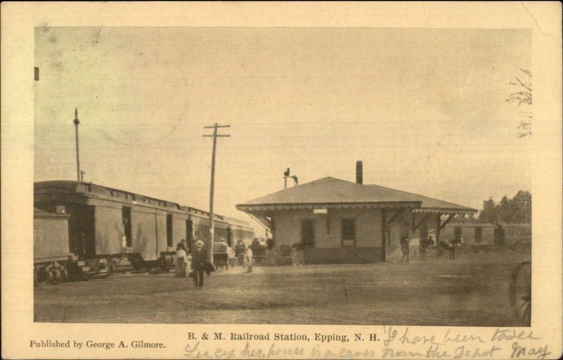 Epping NH B&M RR Train Station Depot 1907 Used Postcard