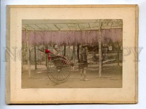 3081056 JAPAN rickshaw & temple view Vintage two tinted PHOTOS