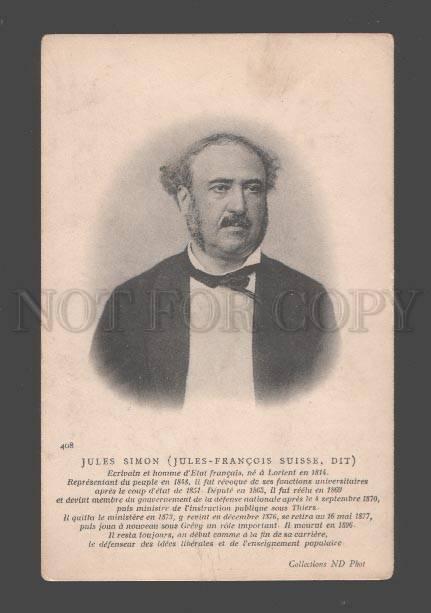 093080 Jules SIMON French Statesman & Philosopher Vintage RARE