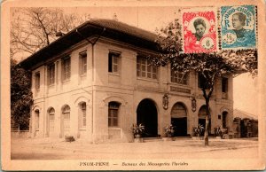 1910s Postcard Cambodia Pnom Penh w Indochine 6 & 1/2 Cent Stamp UNP Burreaux