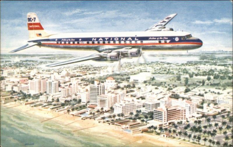 National Airlines DC-7 Star Airplane AIRLINE ISSUED Postcard