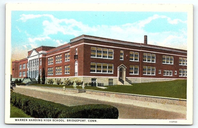 1920s BRIDGEPORT CONNECTICUT WARREN HARDING HIGH SCHOOL UNPOSTED POSTCARD P448