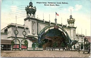 c1910 REVERE BEACH MASS THOMPSON'S SCENIC RAILWAY DRAGON GORGE POSTCARD 39-179