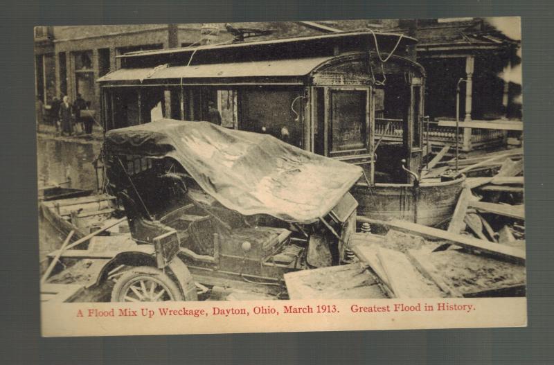 1913 RPPC Postcard Dayton OH USA Flood Damage Wreckage