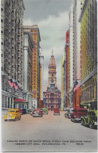 South Broad Street 1940s Looking toward City Hall Philadelphia Pennsylvania