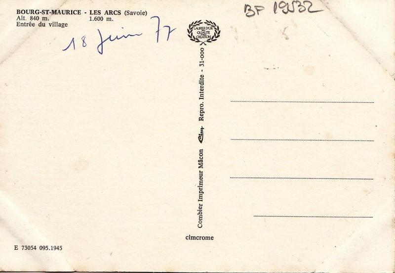 BF19532 bourg st maurice les arcs entree du village   france  front/back image