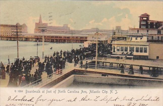 New Jersey Atlantic City Boardwalk At Foot Of North Carolina Avenue 1906  Rot...