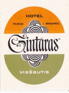 Russia Viesbutis Hotel Gintaras Vintage Luggage Label sk3332