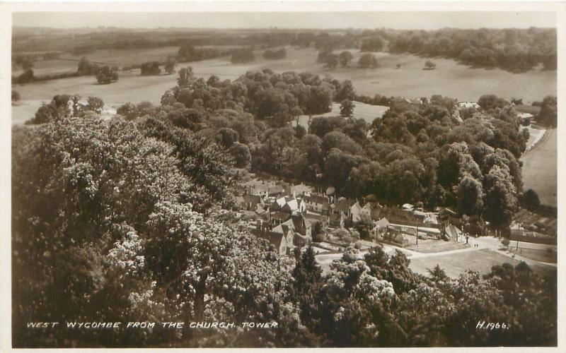 WEST WYCOMBE BUCKINGHAMSHIRE UK VIEWED FROM CHURCH TOWER PHOTO POSTCARD 1930s