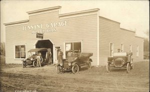 Tennant Iowa IA Early Cars Tennant Garage CRISP c1910 Real Photo Postcard