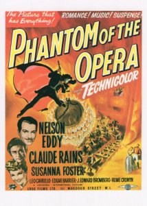 Phantom Of The Opera Nelson Eddy Cinema Poster Postcard