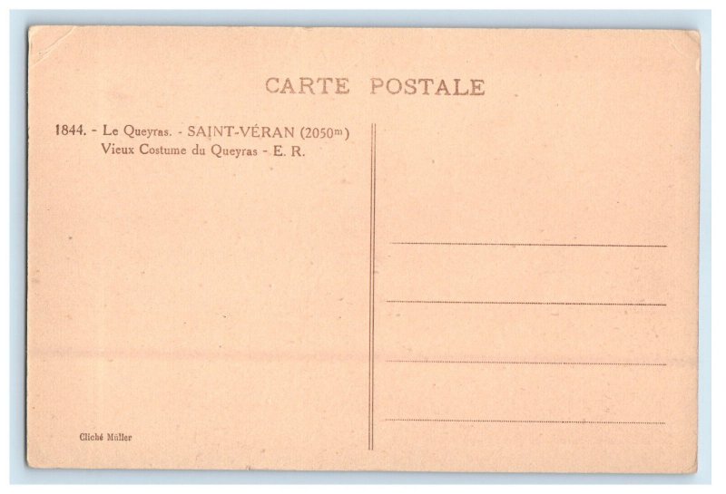 c1940s Le Queyras Saint Veran Vieux Costume Du Queyras ER France Postcard
