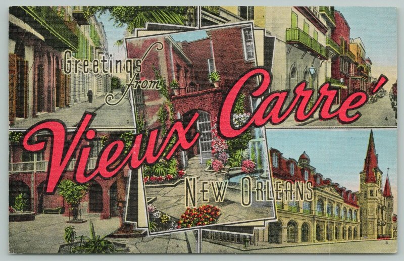 New Orleans Louisiana~Vieux Carre~Old Square Building~1940s Linen Postcard