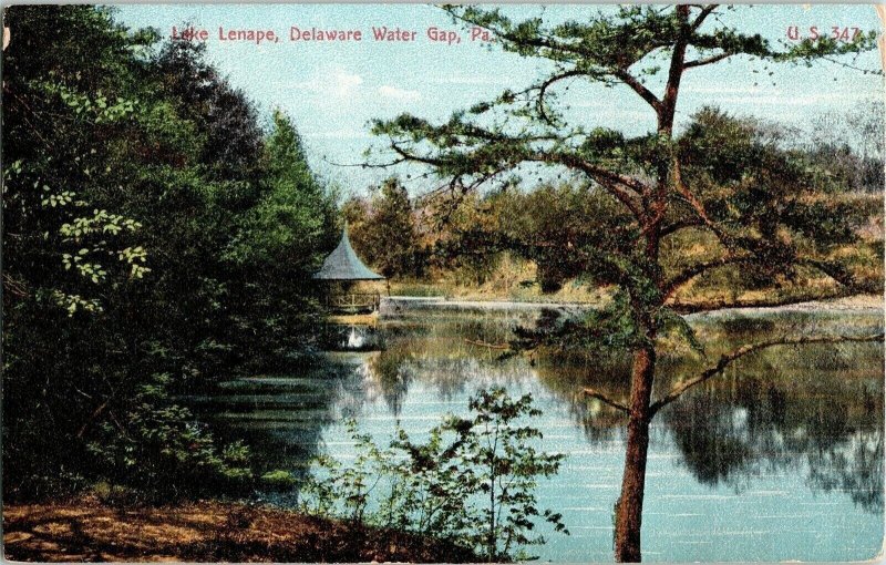 Lake Lenape Delaware Water Gap PA. Postcard Divided Back 1c Stamp Antique WOB 