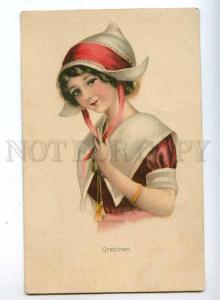 187046 GRETCHEN Charming Woman Head Vintage Color PC