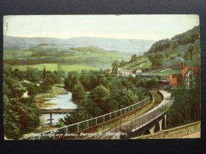 Wales Llangollen BERWYN Chain Bridge & Railway Station c1906 Postcard by Wrench