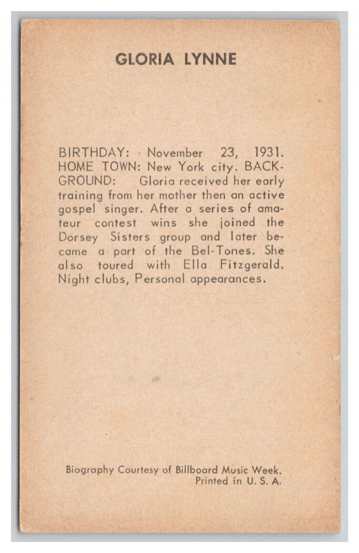 Arcade Card Gloria Lynne