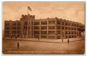 c1910 Lewis Clark High School Exterior Building Spokane Washington WA Postcard
