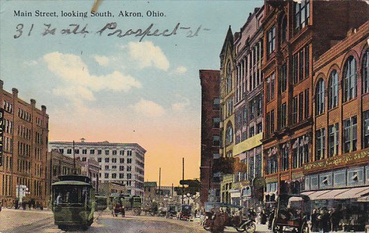 Main Street Looking South Akron Ohio 1910