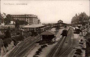 Johannesburg So Afr Train Station Depot Park Station c1910 Real Photo Postcard