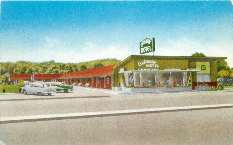 West Virginia Huntington Gateway Motel Restaurant 1950s Postcard 22-4058
