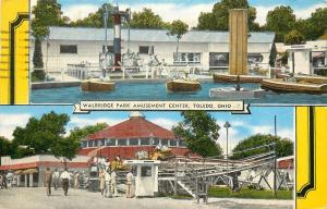 Vintage Linen Postcard; Walbridge Park Amusement Center, Toledo OH Posted