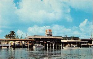 Deerfield Beach Florida view of boats pier The Cove Marina vintage pc Z40333