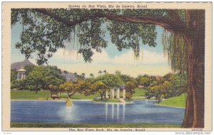 RIO DE JANEIRO, Brazil, 1930-1940's; The Boa Vista Park, Lake Scene