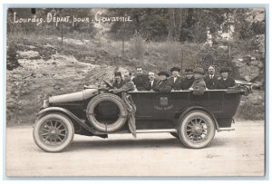 c1910 Lourdes Depart Pour Cirque de Gavarnie Pyrenees France RPPC Photo Postcard