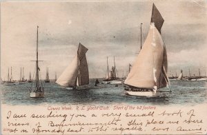 Cowes Week RL Yacht Club Isle of Wight Boats Sailing Postcard H54 *as is