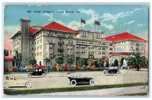 c1910 Hotel Virginia & Restaurant Classic Car Long Beach California CA Postcard