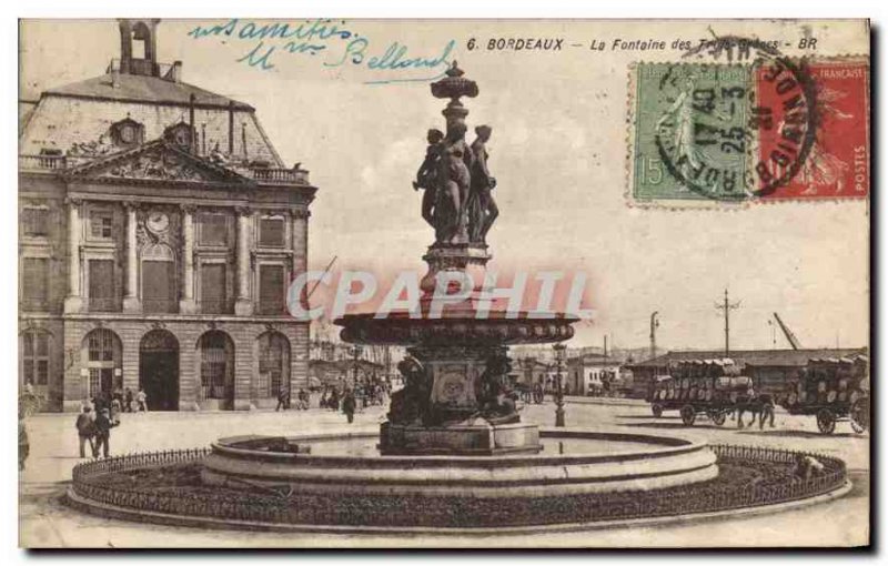 Postcard Old Bordeaux Fountain of the Three Graces