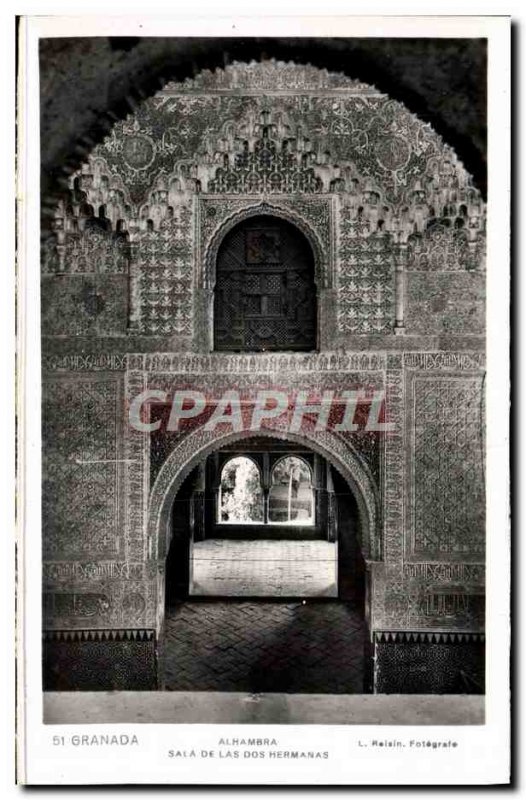 Postcard Old Granada Alhambra Sala de las Dos Hermanas