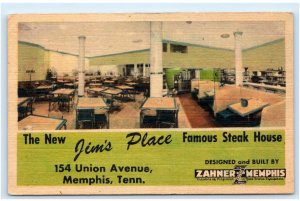 MEMPHIS, TN ~ Roadside Famous NEW JIM'S STEAK HOUSE 1949 Linen Postcard