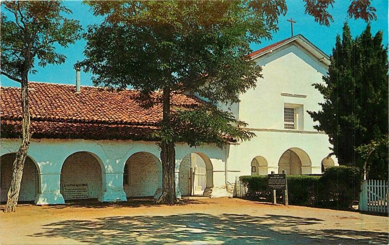 Postcard San Juan Bautista California CA church visitors entrance