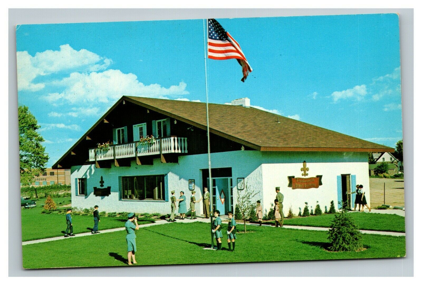 Vintage 1960's Postcard The Frankenmuth Boy Scout Building Recreation