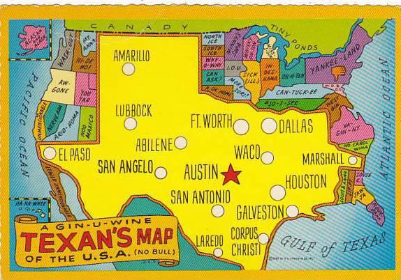 Map Of Texas Genuine Texan's Map