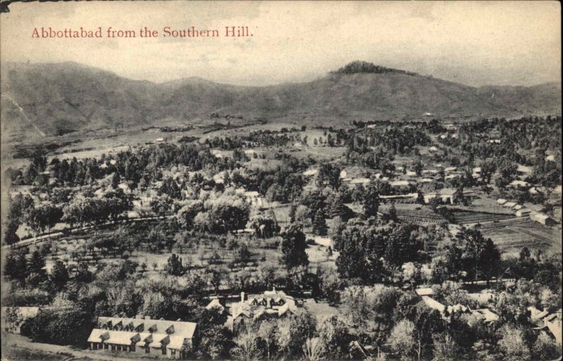 Abbottabad Pakistan Bird's Eye View from Southern Hill c1910 Vintage Postcard